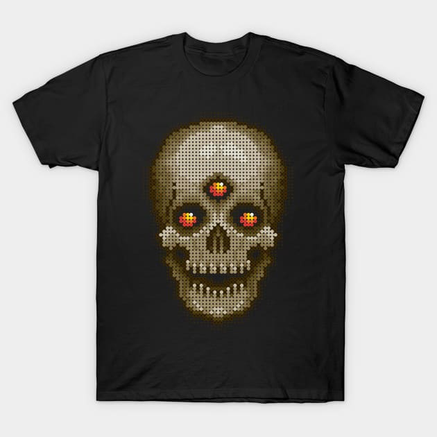 Bone Skull - Org Eyes T-Shirt by SideShowDesign